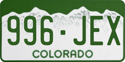 CO license plate 996JEX