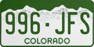 CO license plate 996JFS