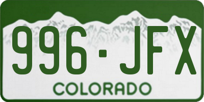 CO license plate 996JFX