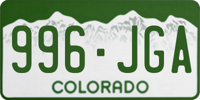 CO license plate 996JGA