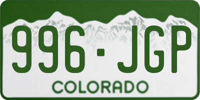 CO license plate 996JGP