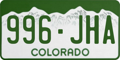 CO license plate 996JHA