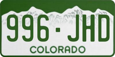 CO license plate 996JHD