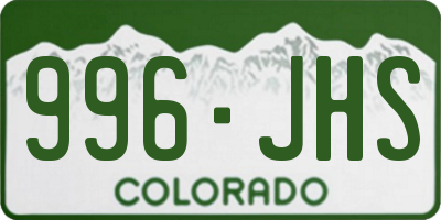 CO license plate 996JHS