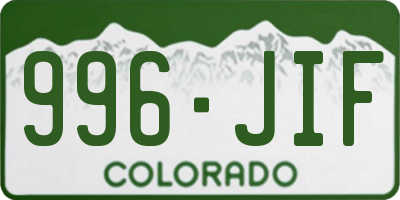 CO license plate 996JIF