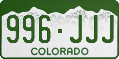 CO license plate 996JJJ