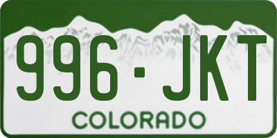 CO license plate 996JKT