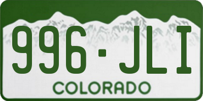 CO license plate 996JLI