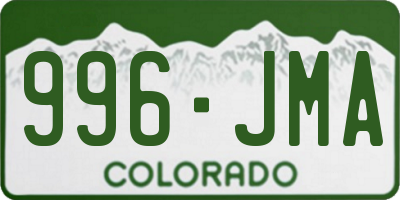 CO license plate 996JMA