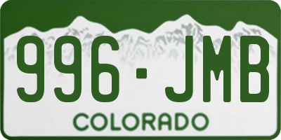 CO license plate 996JMB