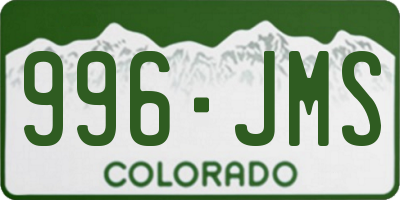CO license plate 996JMS