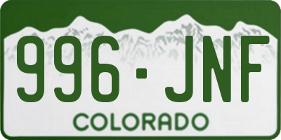 CO license plate 996JNF