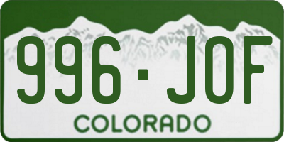 CO license plate 996JOF