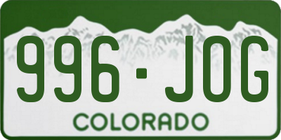 CO license plate 996JOG