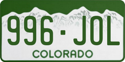 CO license plate 996JOL