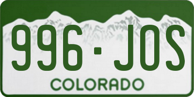 CO license plate 996JOS