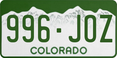 CO license plate 996JOZ
