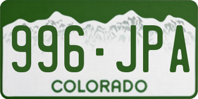 CO license plate 996JPA