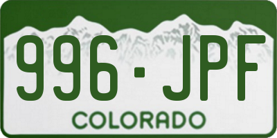 CO license plate 996JPF