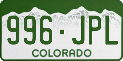 CO license plate 996JPL