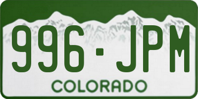CO license plate 996JPM
