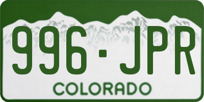 CO license plate 996JPR