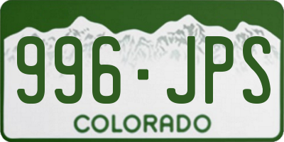 CO license plate 996JPS