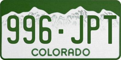 CO license plate 996JPT