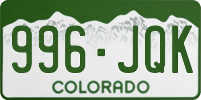 CO license plate 996JQK