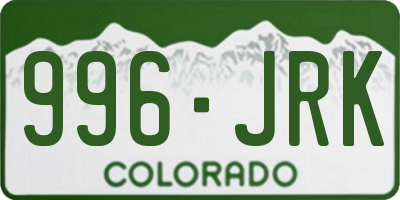CO license plate 996JRK