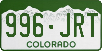 CO license plate 996JRT