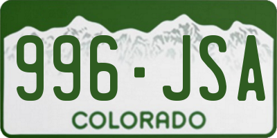 CO license plate 996JSA