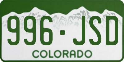 CO license plate 996JSD