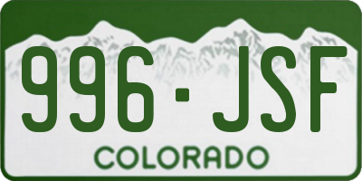 CO license plate 996JSF