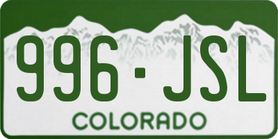 CO license plate 996JSL