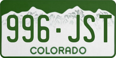 CO license plate 996JST
