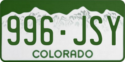 CO license plate 996JSY