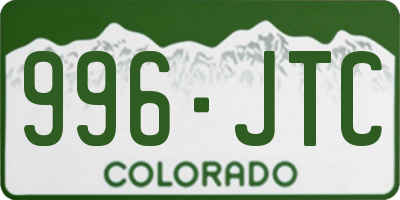 CO license plate 996JTC