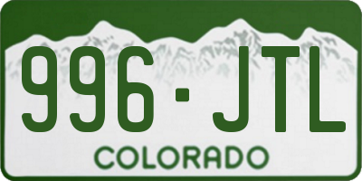 CO license plate 996JTL