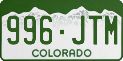 CO license plate 996JTM