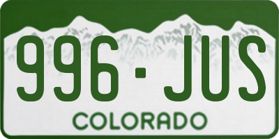 CO license plate 996JUS