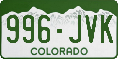 CO license plate 996JVK