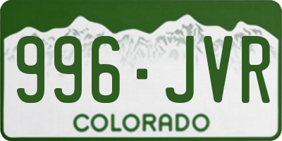 CO license plate 996JVR