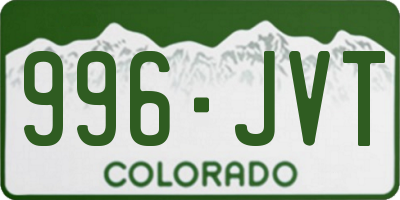 CO license plate 996JVT