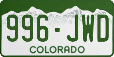 CO license plate 996JWD