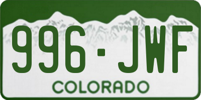 CO license plate 996JWF