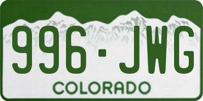CO license plate 996JWG