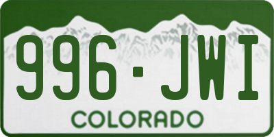 CO license plate 996JWI