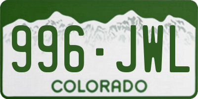 CO license plate 996JWL