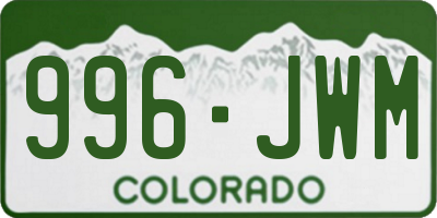CO license plate 996JWM